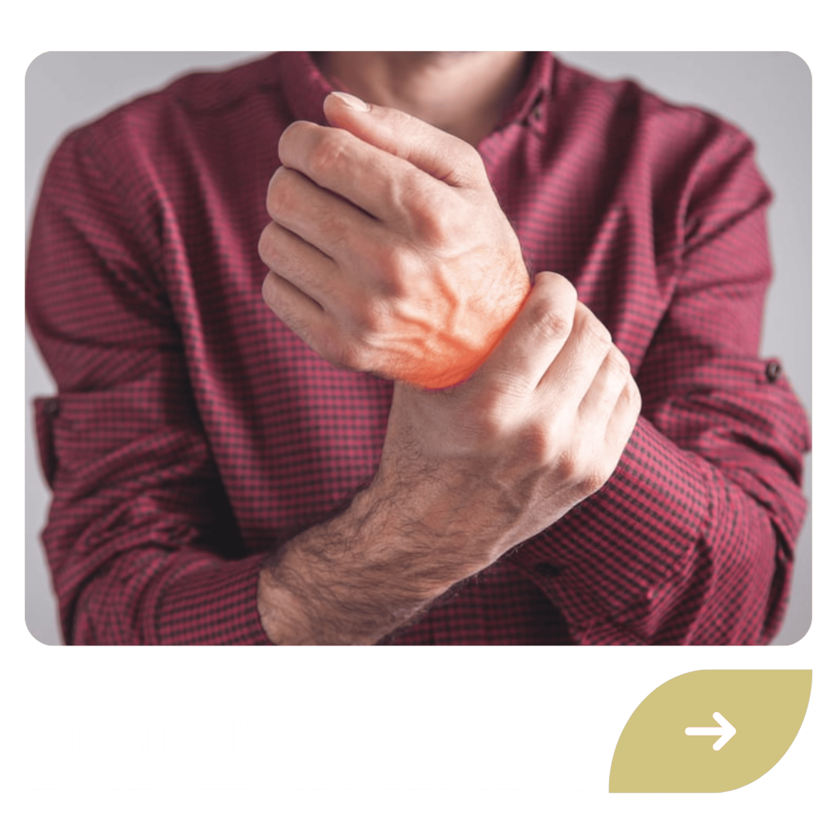 Man supporting his wrist, showing a common symptom of arthritis.