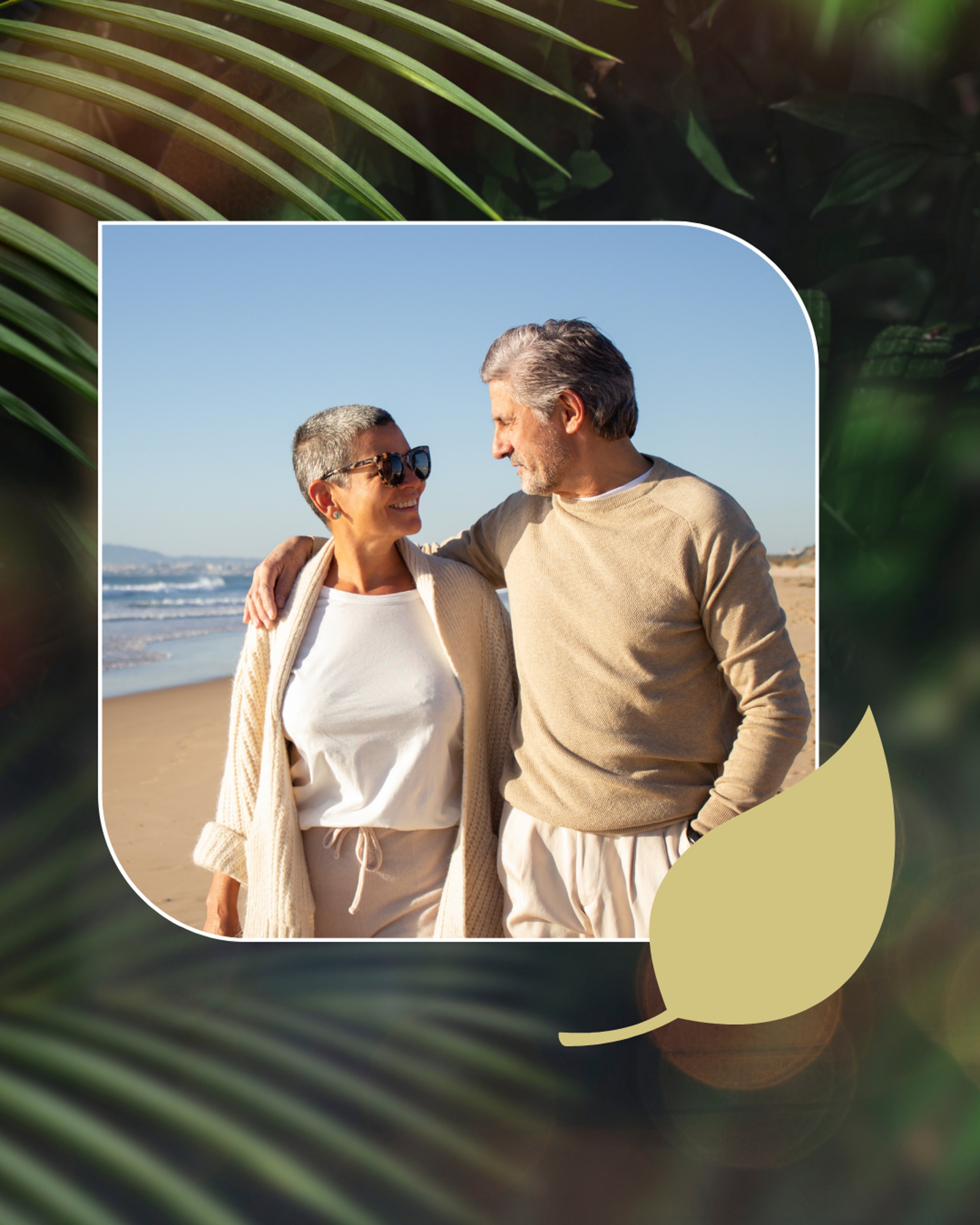 Elderly couple on beach, symbolizing vitality through functional medicine.