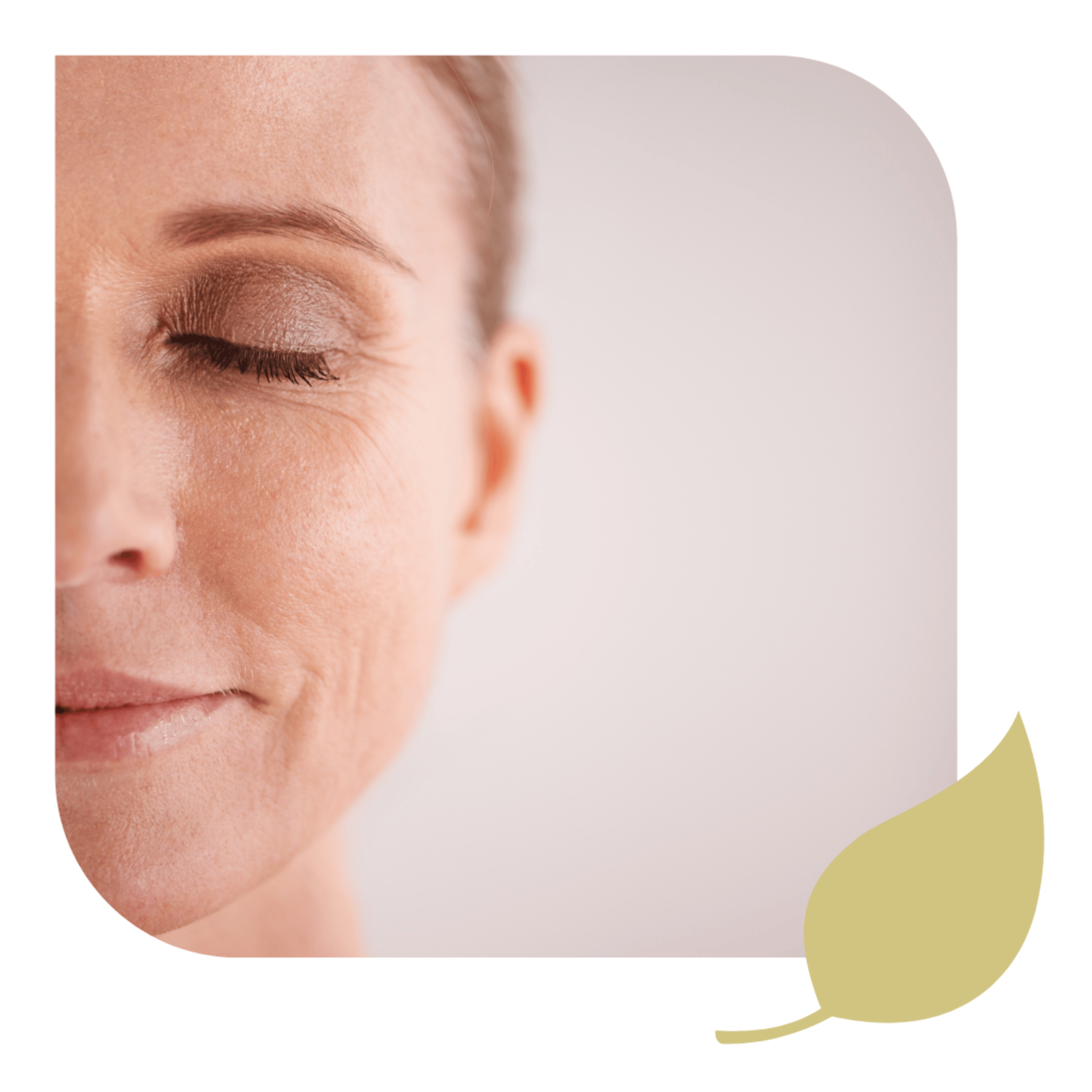 An older woman with glowing skin, thanks to our Skin Aging Treatment.