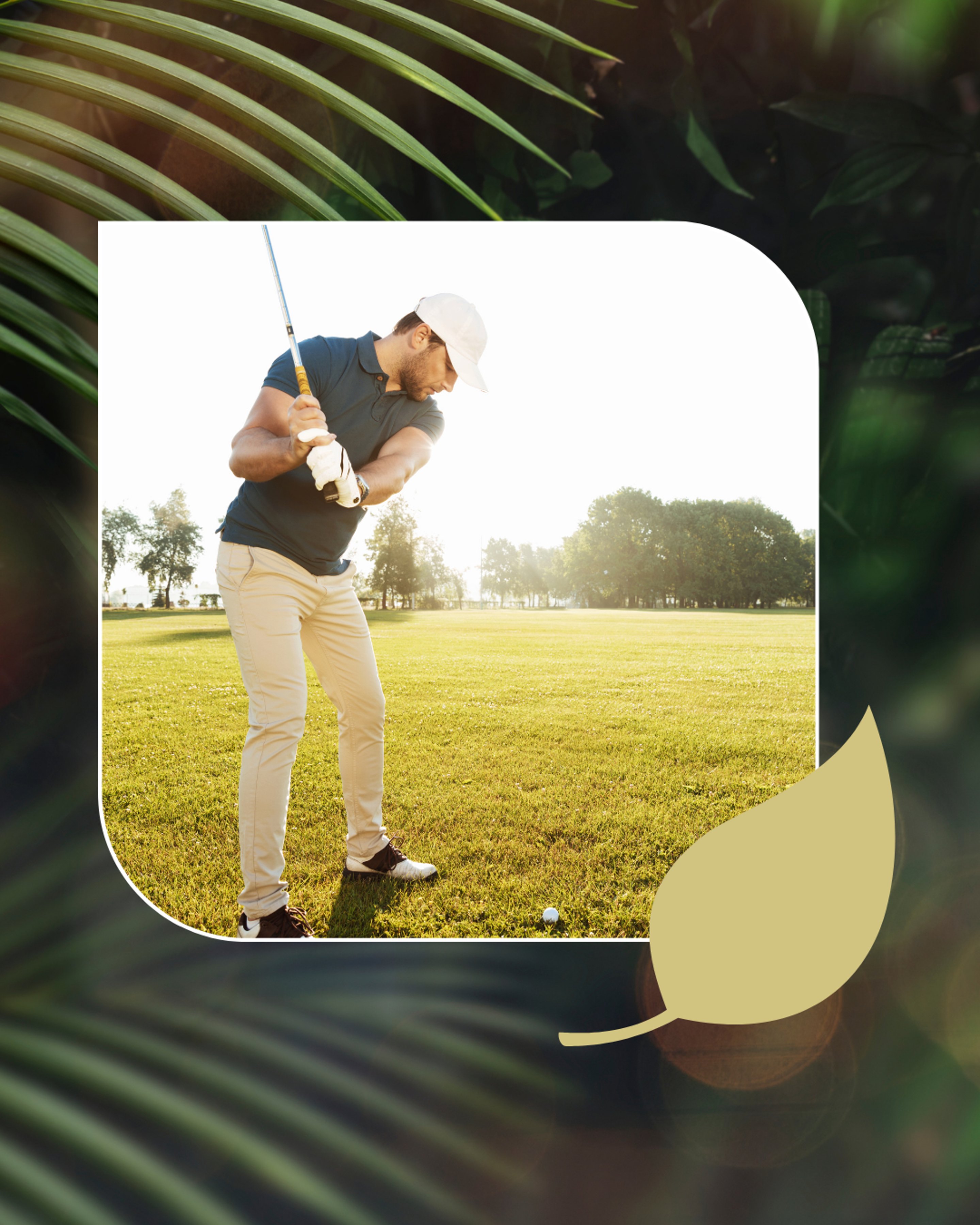 Man playng golf after succesfull chropactic treatment.