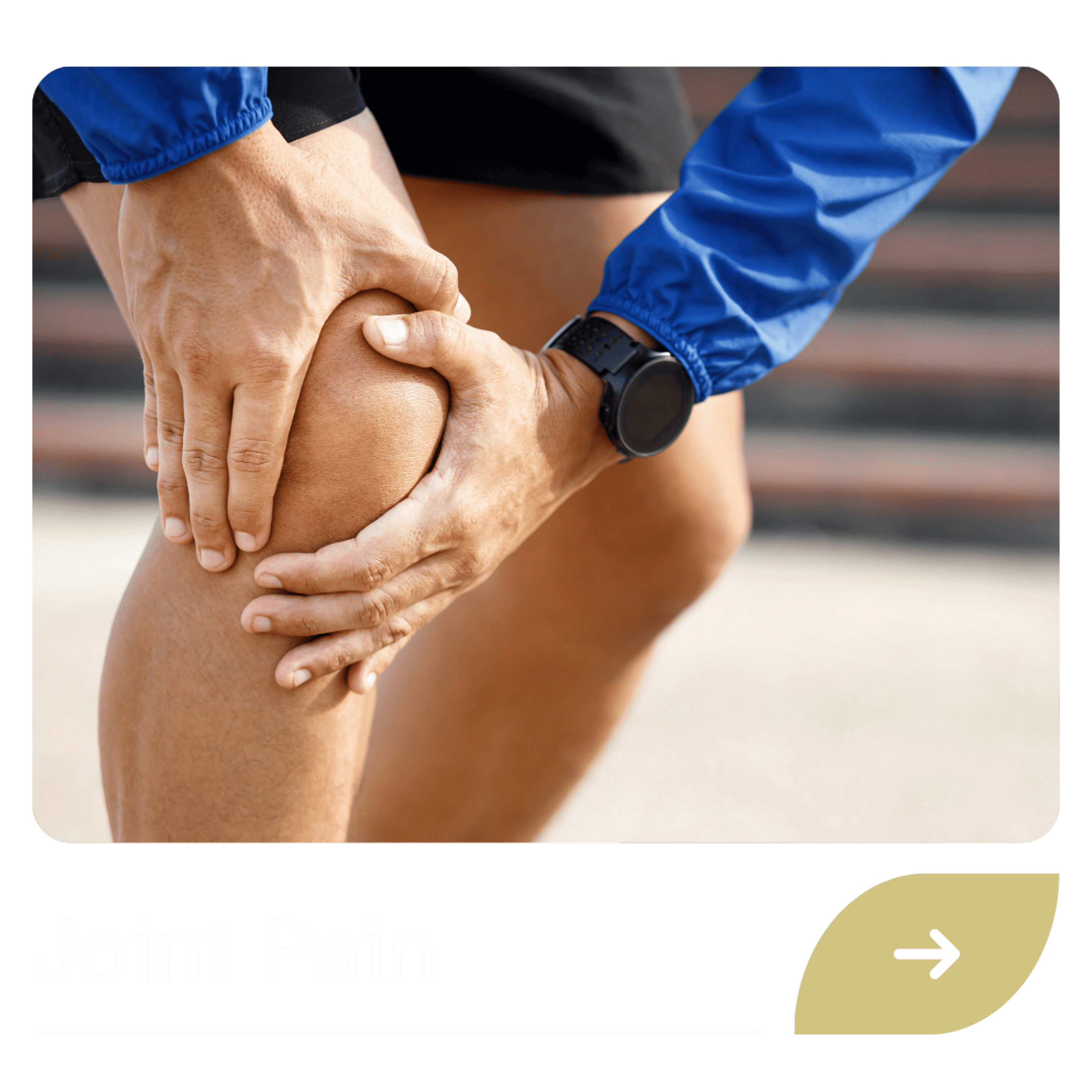 A person holding their painful joint with both hands.