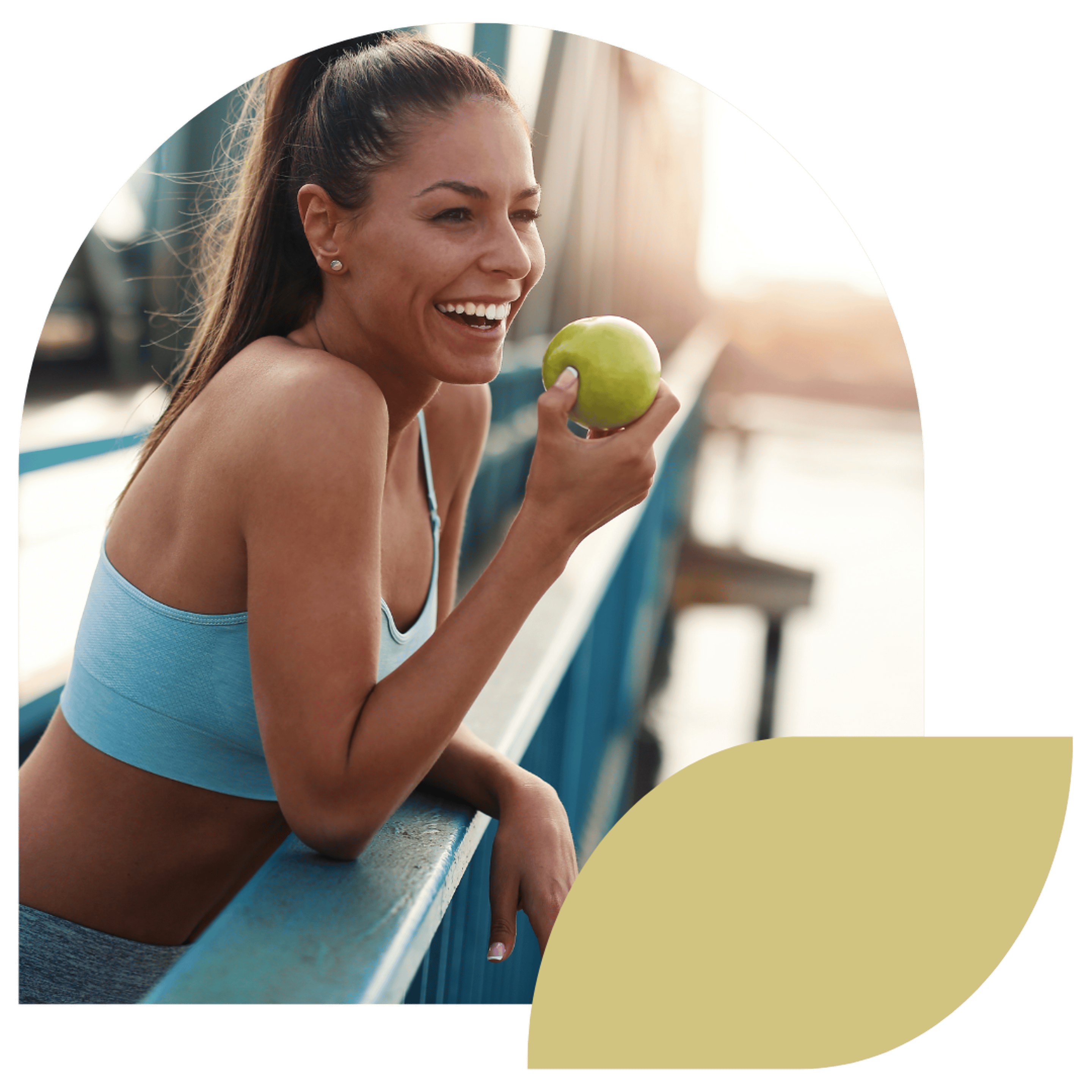 A healthy young woman smiling after Regenerative medicine treatment.
